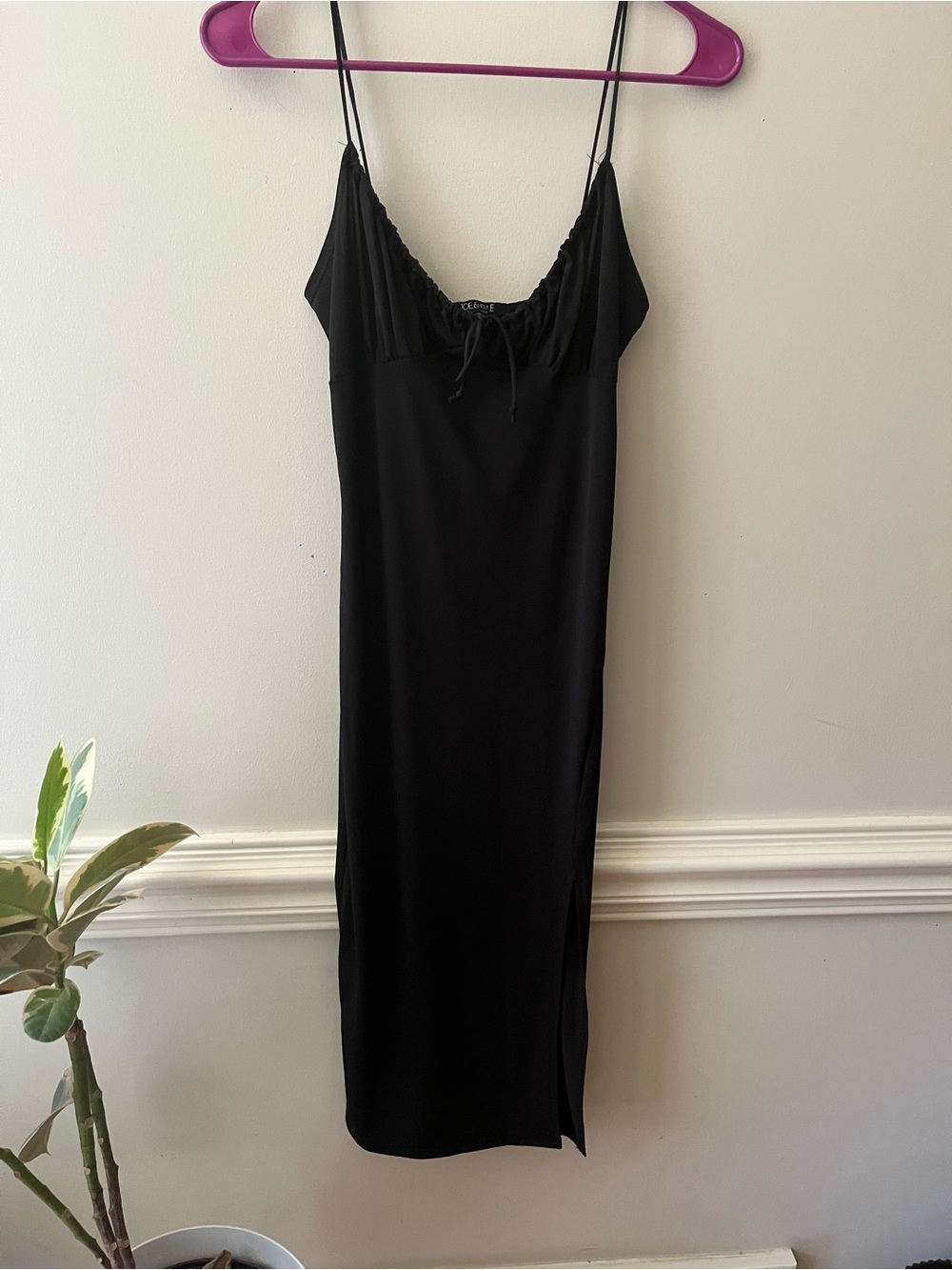 Y2k 2000s Black Midi Dress with spaghetti straps size small slip in front